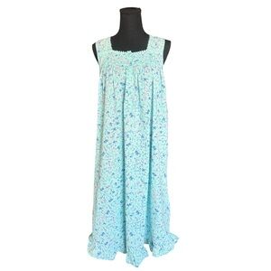 Adonna Cotton Floral Nightgown M Traditional Classic Pintuck Nightdress